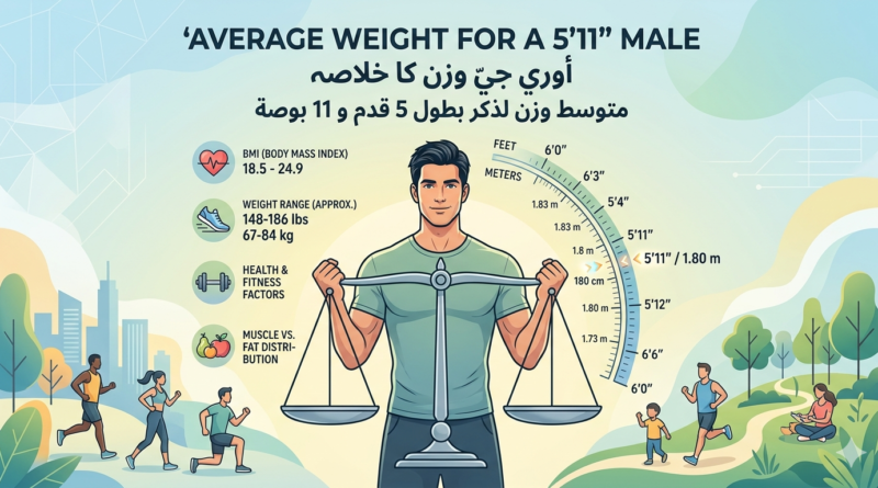 average weight for 5'11 male
